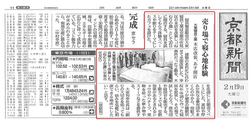 掲載情報　京都新聞　2014/2/19