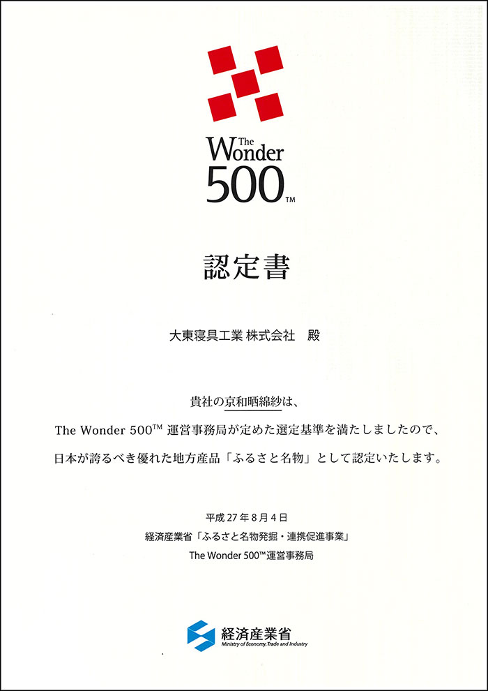 The Wonder 500 認定のお知らせ 2015/8/27